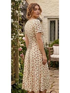 Vintage 90's cottagecore floral mommy on the prairie back lace midi dress